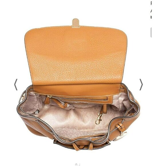 Michael Kors Romy Acorn Brown Tan Brown Pebbled Leather Medium Backpack - Picture 11 of 16